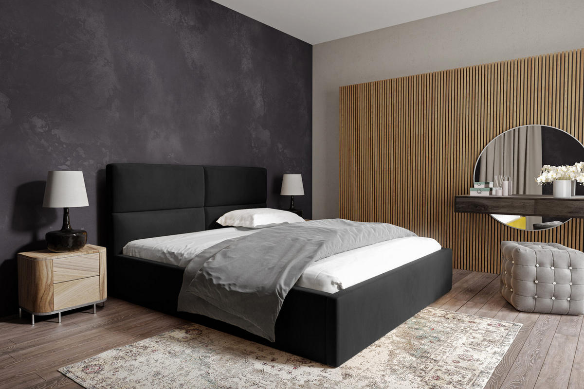 POLSTERBETT Mit Bettkasten Stove 120x200 cm, Schwarz - Schwarz, Textil (120/200cm) - Fedve
