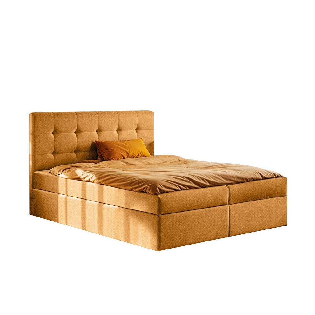 Kaiser Möbel KONTINENTÁLNÍ POSTEL s matrací a úložným prostorem LUDANO tkanina Soro Oranžová 180x200 cm H2-Pocket