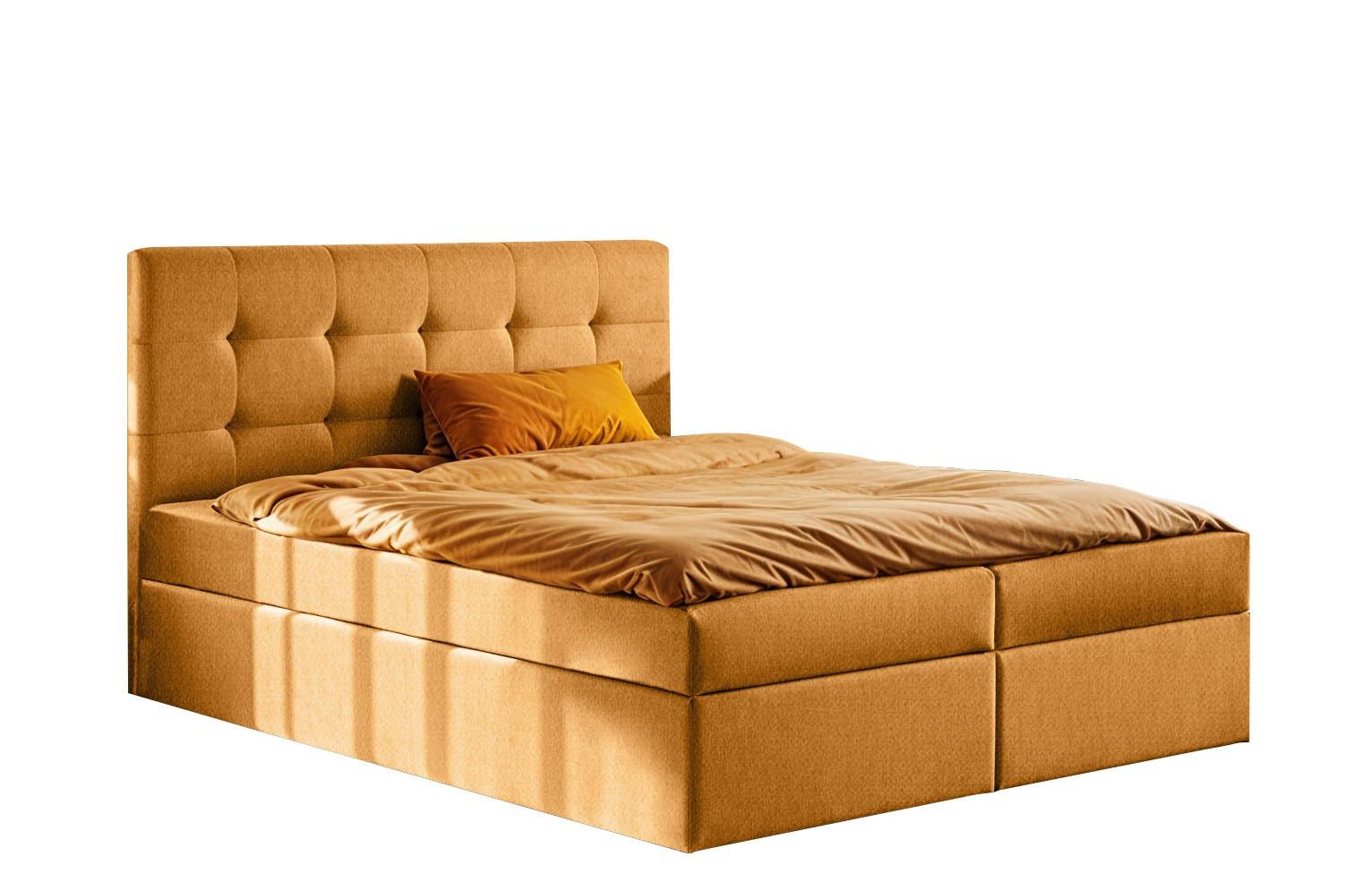 BOXBETT Mit Matratze Und Bettkasten LUDANO Stoff Soro Orange 120x200 cm H2-Pocket - Orange, Holz (120/200cm) - Kaiser Möbel