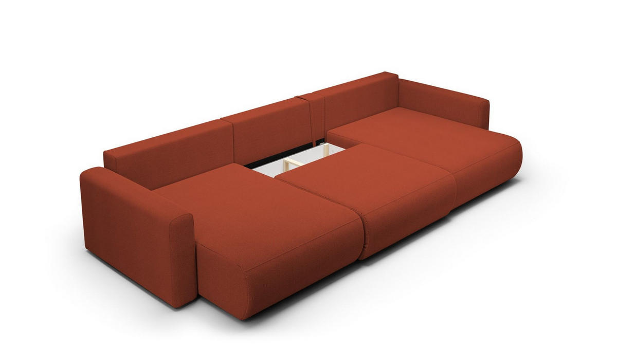 WOHNLANDSCHAFT Chaira Mit Schlaffunktion - Rotbraun, Holzwerkstoff/Textil (340/85/149cm) - Fun Möbel
