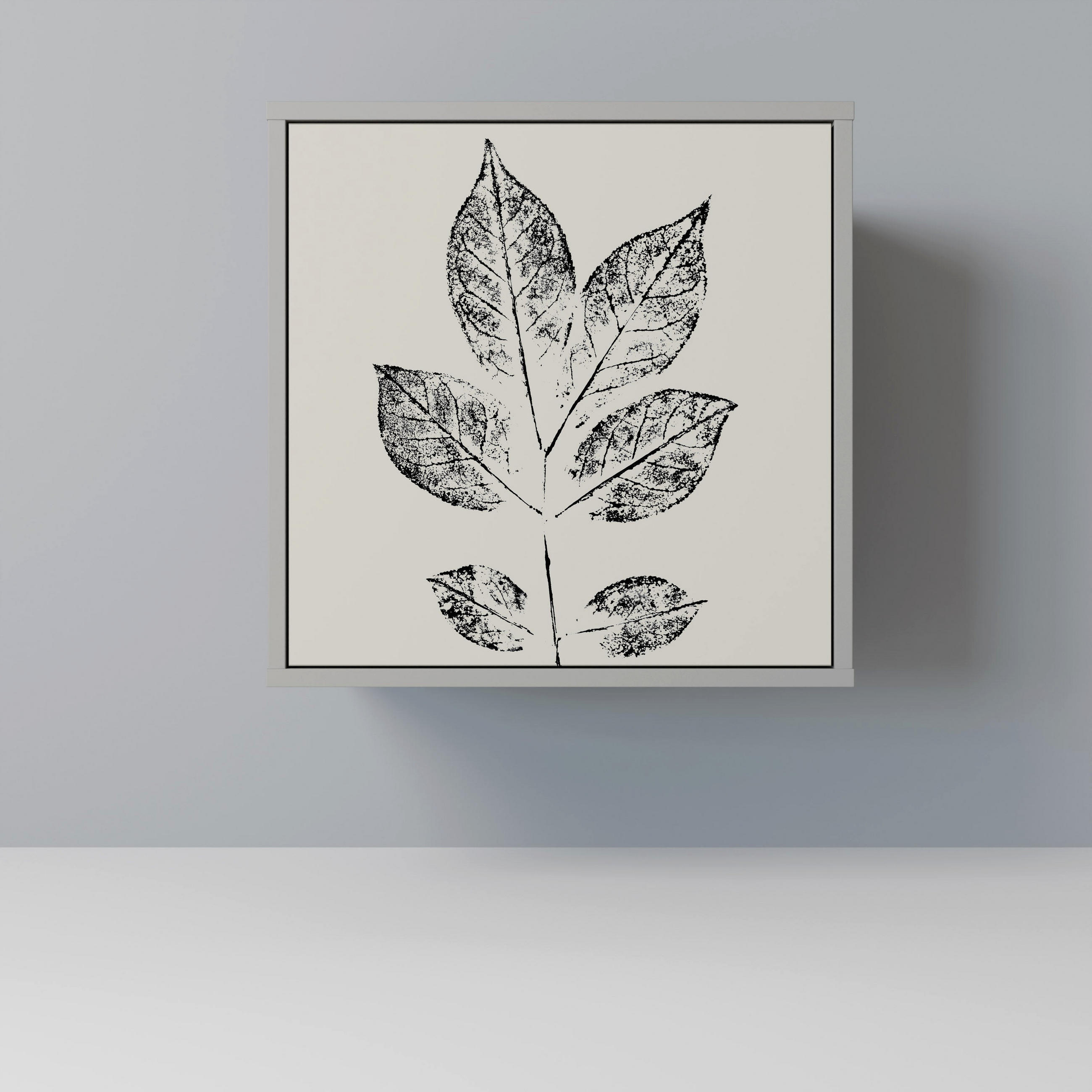 SIDEBOARD LEAFY STAMPS, Grau, 57,5x42x57,5 cm, Ohne Füße - Multicolor/Grau, Holzwerkstoff (57.5/57.5/42cm) - SpaceRebels