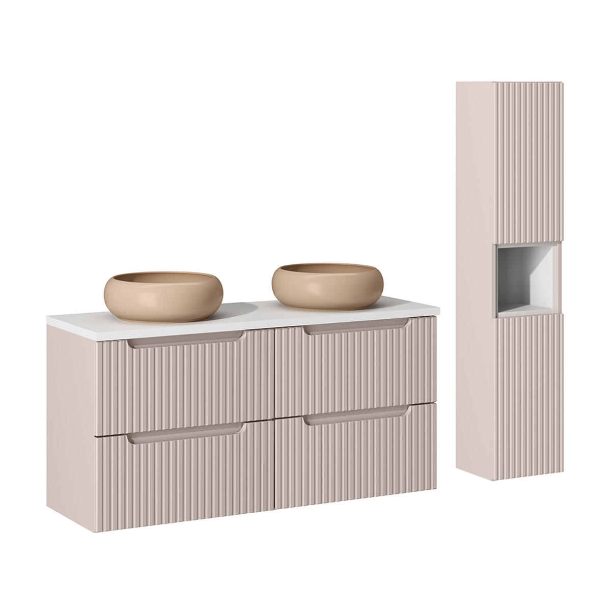 KOUPELNOVÝ NÁBYTEK 120.4cm Riva 2er-Set Kašmír - béžová, kompozitní dřevo (120.4/59/40cm) - Petits-meubles