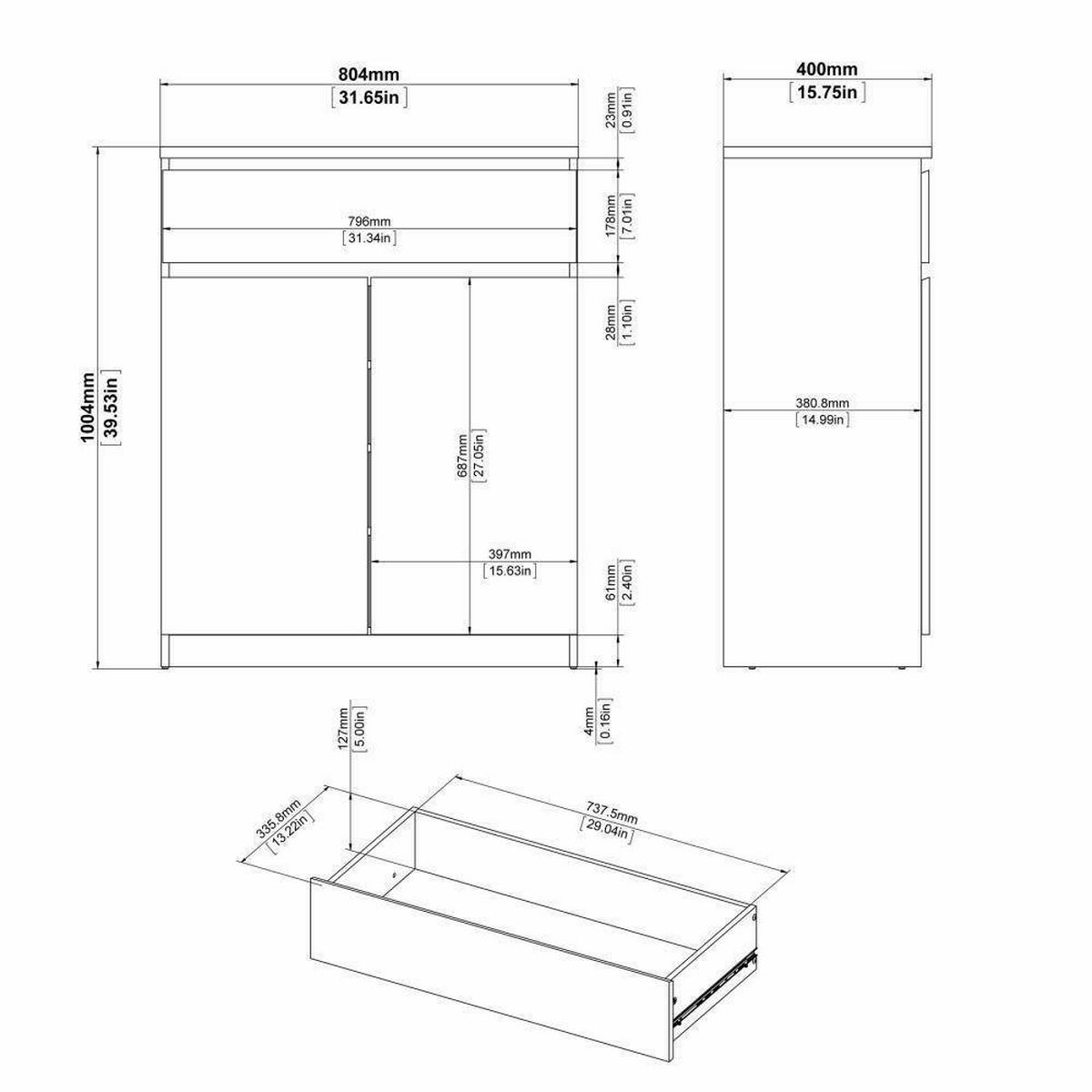 KOMMODE Eiche 40/80.4/100.4 cm - Braun, Holzwerkstoff (80.4/100.4/40cm) - DMORA
