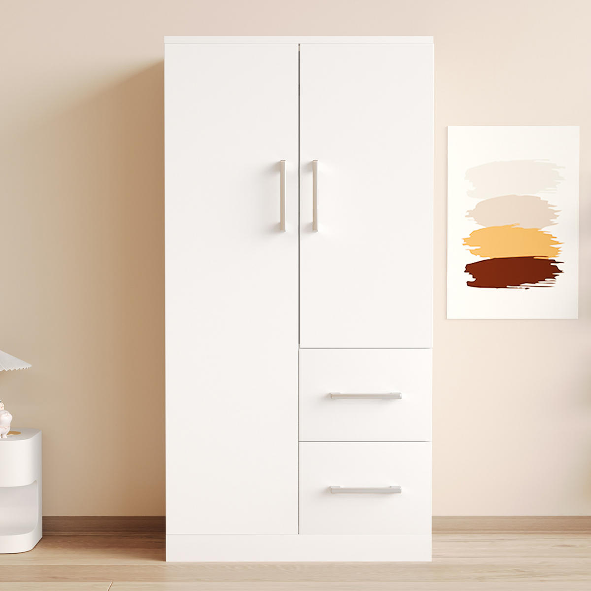 KLEIDERSCHRANK 70 x 40 x 135 cm aus Holz mit Schubladen, Weiß - Weiß, Holz (40/135/70cm) - OKMYHOME