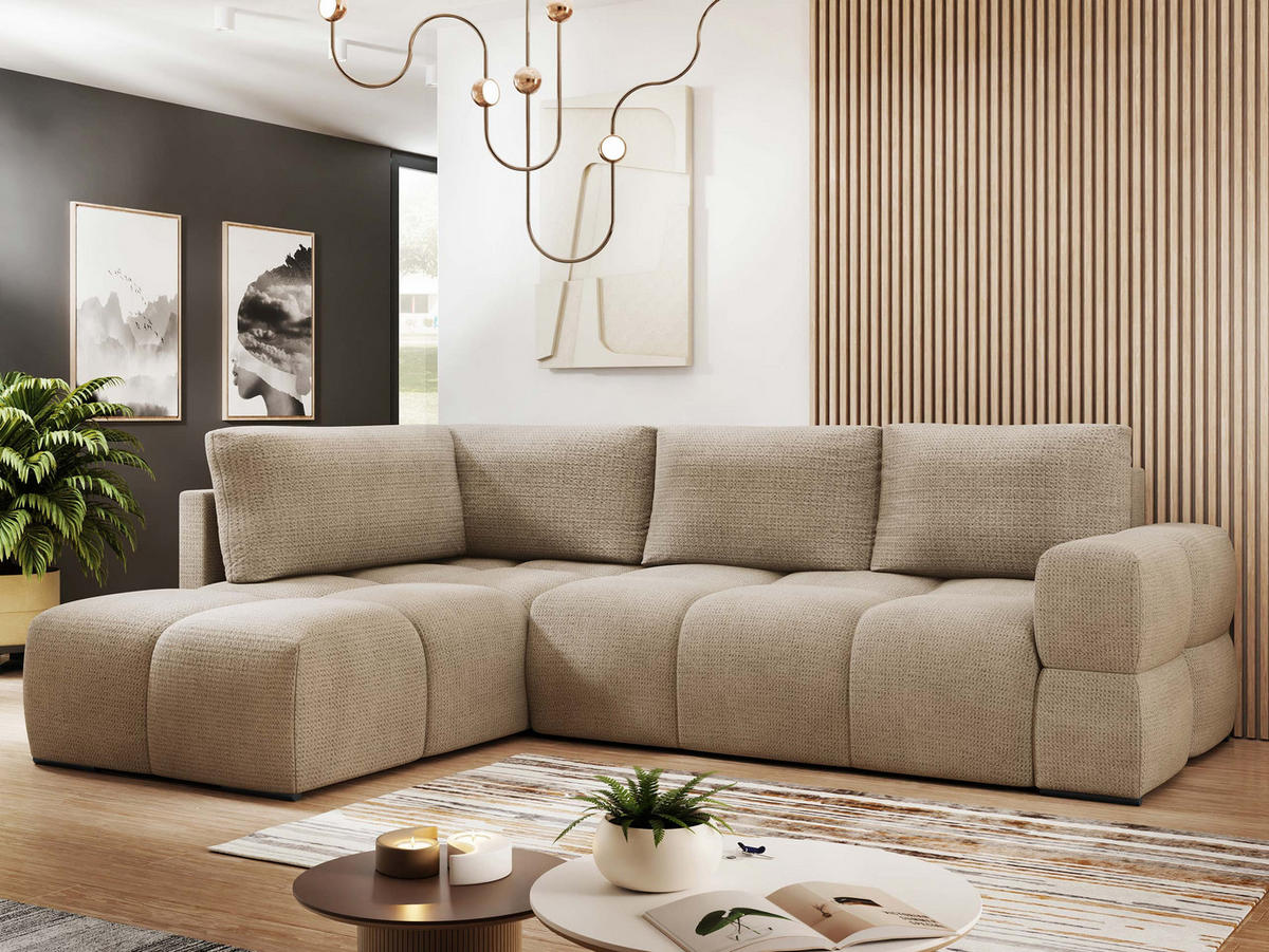 ECKSOFA Taremi - Beige/Schwarz, Holz/Kunststoff (267/185cm) - MIRJAN24