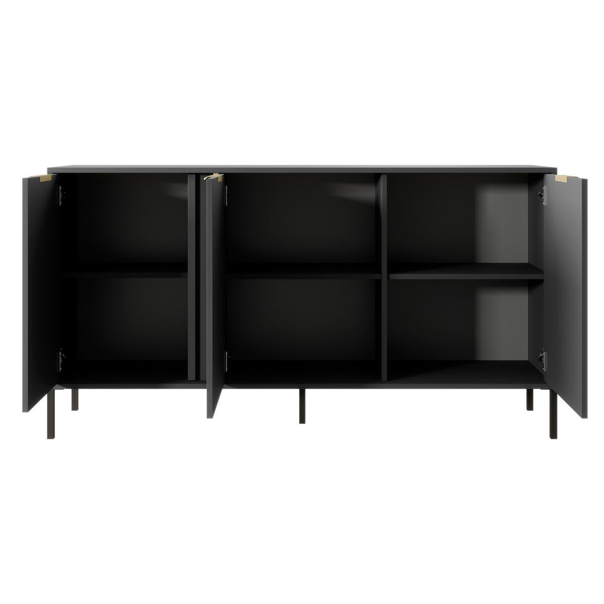 SIDEBOARD LAVIK KOM3 ABS-Kante Anthrazit Anthrazit - Anthrazit, Glas/Holzwerkstoff (153/82/40cm) - Komodee