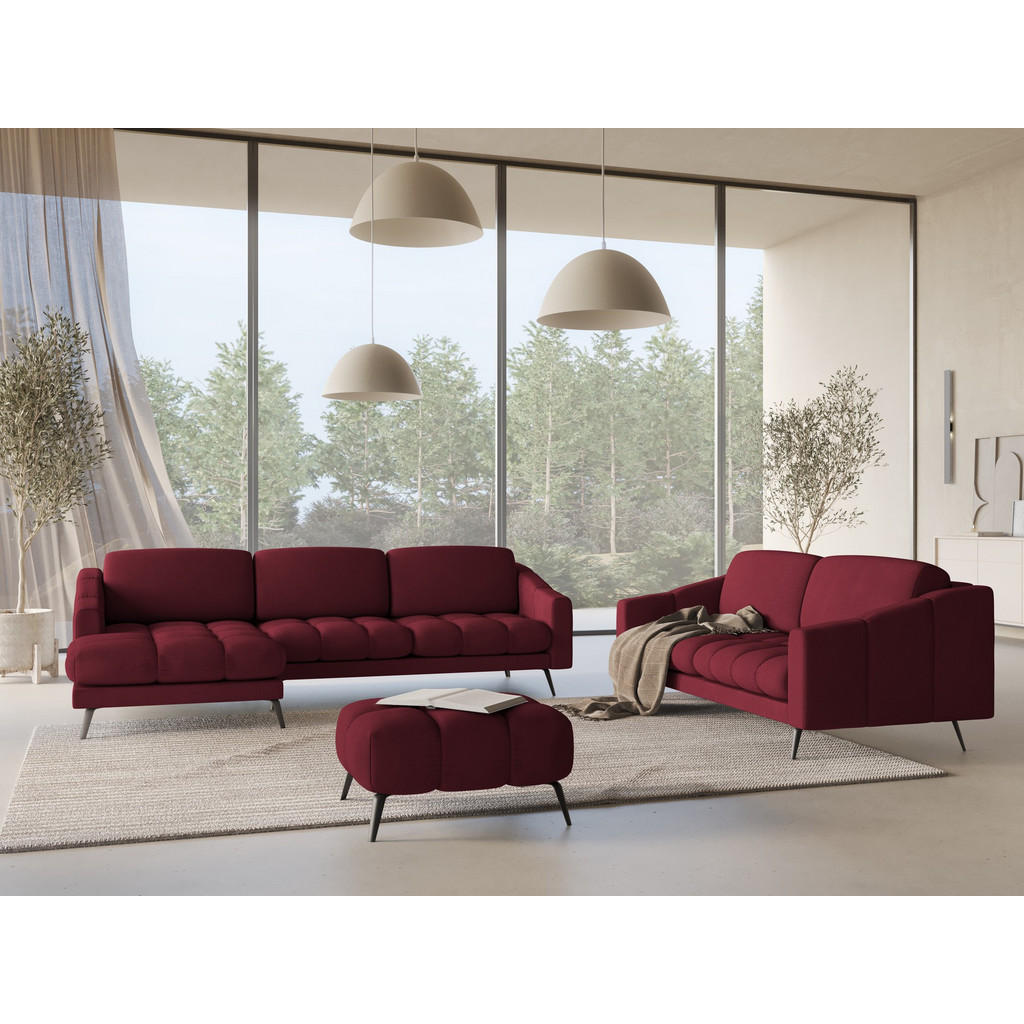 Thumbnail - Makamii Ecksofa, Weinrot, Textil, 3-Sitzer, Füllung: Schaumstoff, L-Form, Ottomane links, 264x160 cm, Made in EU, Wohnzi...