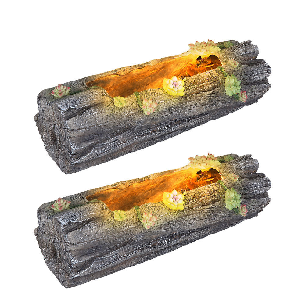 LED AUSSENLEUCHTE Baumstamm Grau Kunststoff 2er Set - Grau, Kunststoff (44.3/17.3/13.5cm) - Globo Lighting