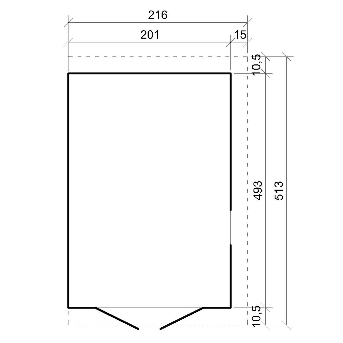 HOLZ-GARTHENHAUS (ohne Seitenwand) MIT IMPRÄGNIERTEM BODEN - H244x211x514 cm/10 m2 - M341+M341G - Beige, Holz (216/249/493cm) - Timbela