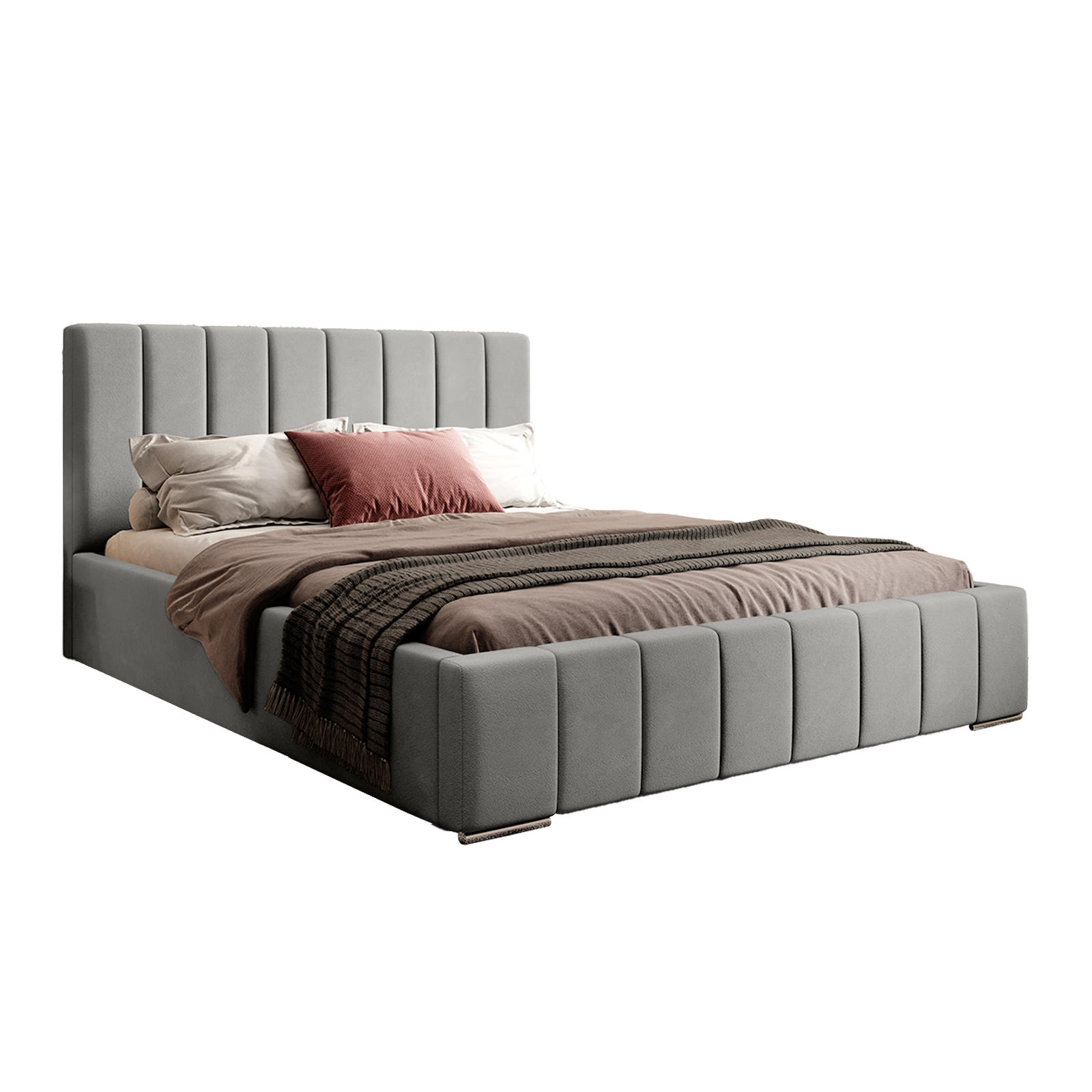 POLSTERBETT ALVORA 140x200 cm, Grau - Grau, Textil (200/140cm) - Fedve