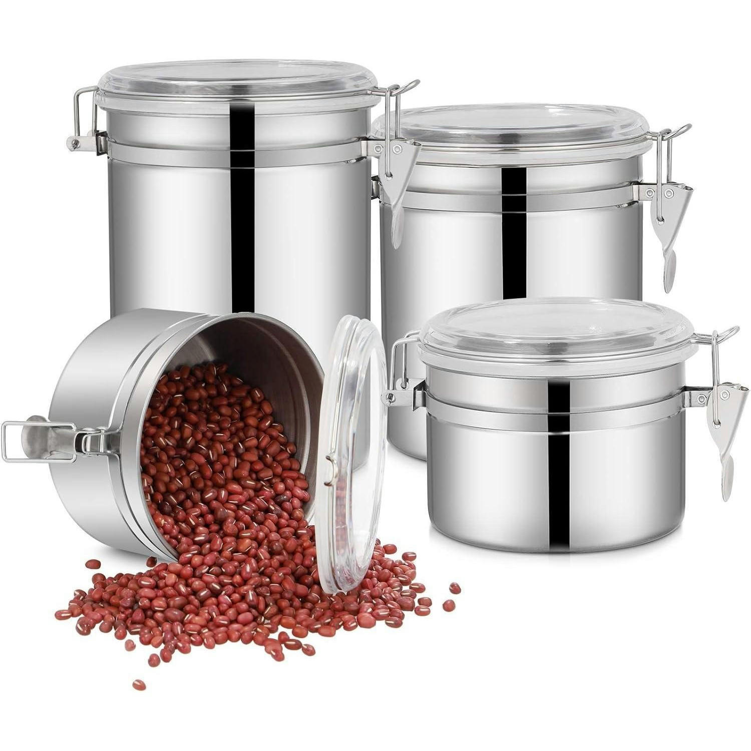 VORRATSDOSEN Set Edelstahl Luftdicht 4-teilig - Silberfarben, Metall (12/14.5/12cm)