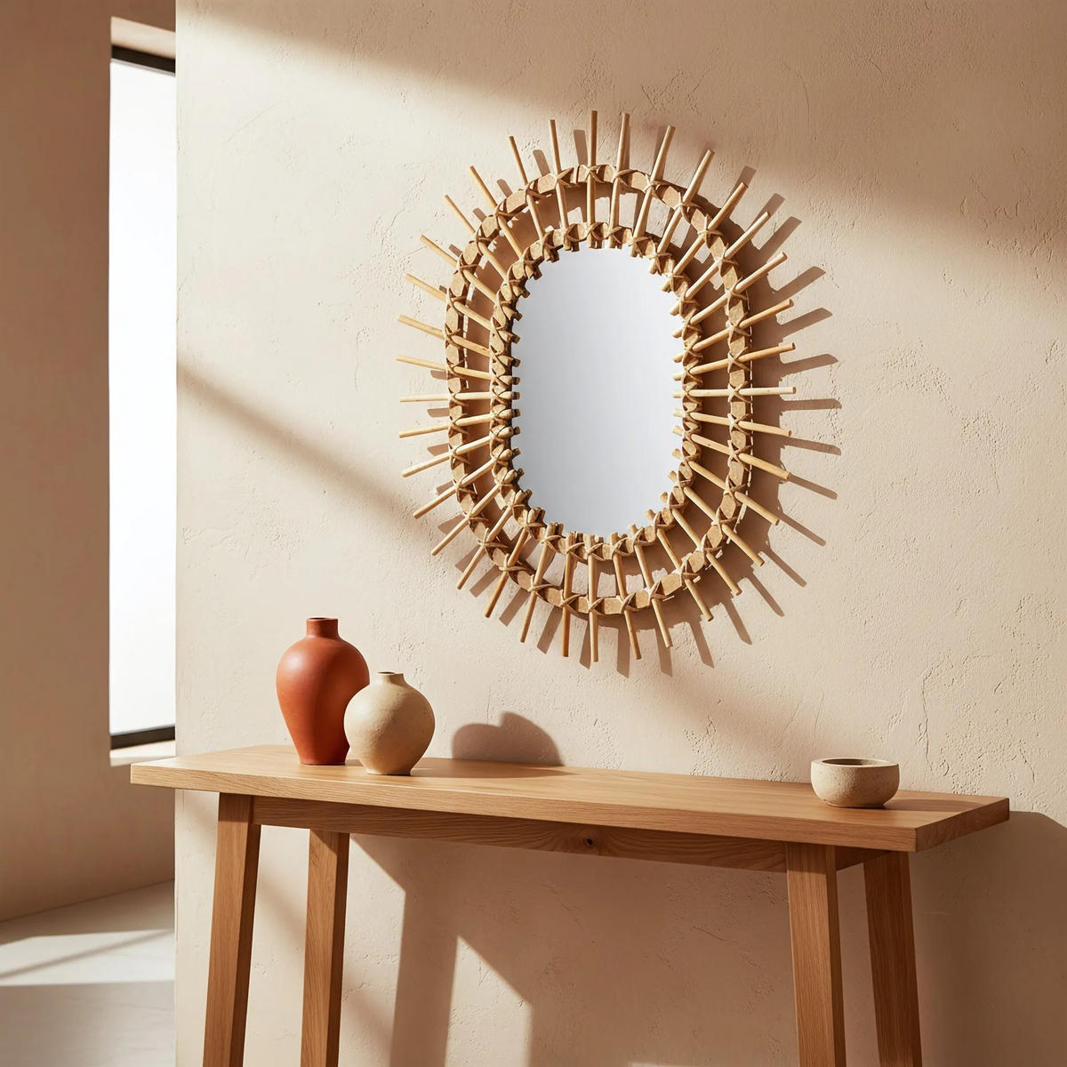 BOHO-WANDSPIEGEL Rea 57cm Qdj5749 - Braun, Glas (49/2/57cm) - REA