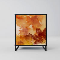 SIDEBOARD TRACES OF AUTUMN, Schwarz, 57,5x42x67,5 cm, Schwarze Metall-Rahmenfüße - Multicolor/Schwarz, Holzwerkstoff/Metall (57.5/67.5/42cm) - SpaceRebels