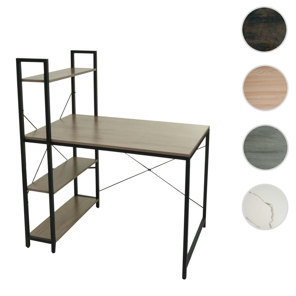 SCHREIBTISCH MIT REGAL eckig Grau, Braun - Braun/Grau, Holzwerkstoff (60/100/120cm) - MCW