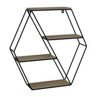 WANDREGAL Fyrk Eiche 51 x 52 cm Eckform - Eichefarben/Schwarz, Holzwerkstoff (51/52/11cm) - Vicco
