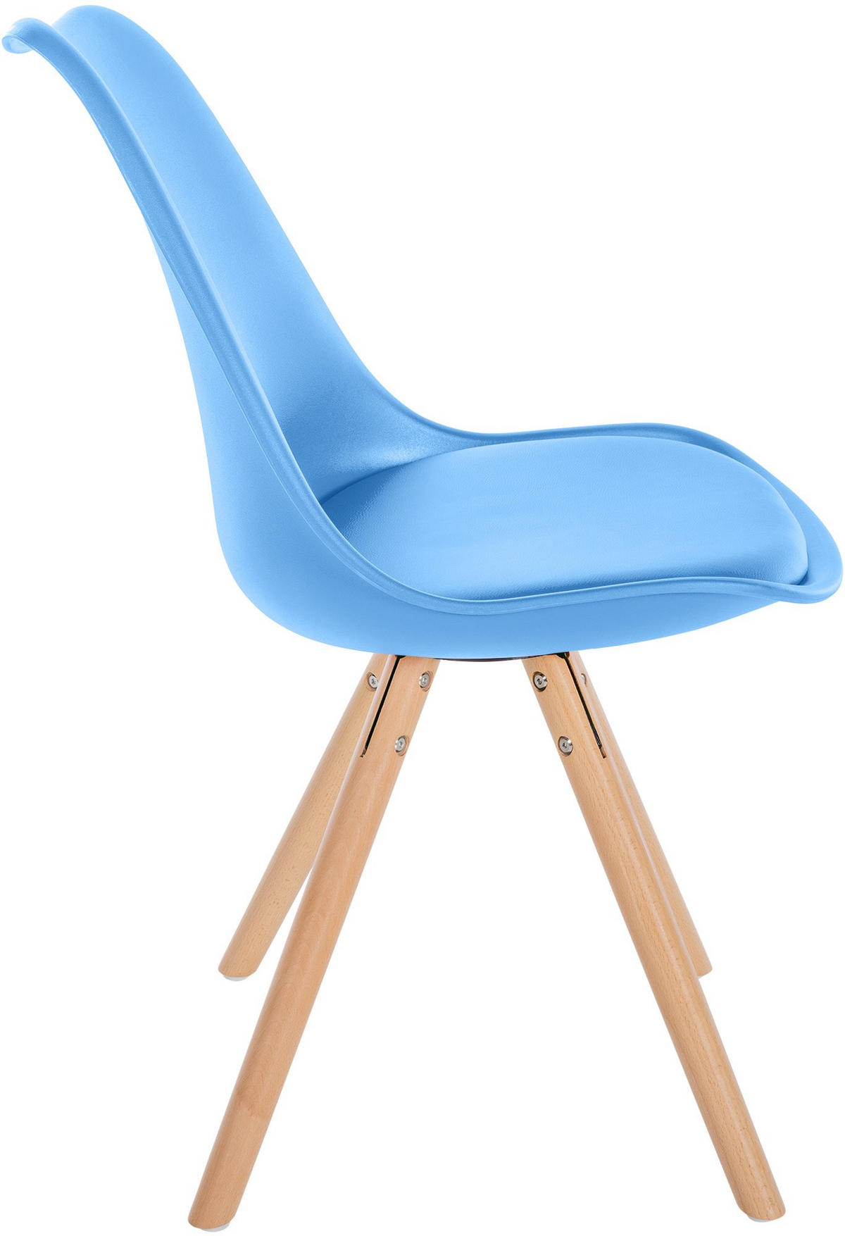 STUHL Kunststoff hellblau - Eukalyptusholzfarben/Hellblau, Holz/Kunststoff (48/81/54cm) - CLP