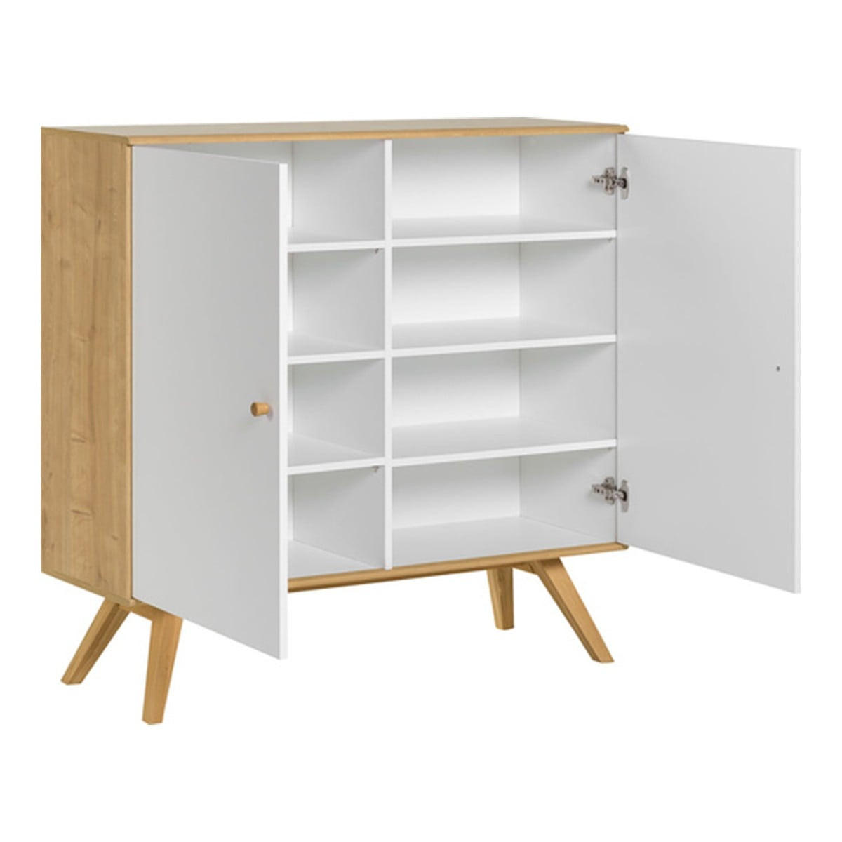 SIDEBOARD mit 2 Türen und 6 inneren Regalen L120 cm - NATURE - Weiß, Holzwerkstoff (40/117/120cm) - Calicosy