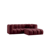 ECKSOFA Modulares In L-Form, Velvet-Stoff Riviera, Rotwein, Rechts, GRAND - Dunkelrot, Holz (227/179cm) - Kaiser Möbel