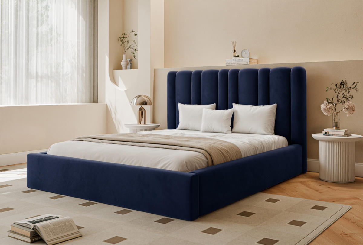 POLSTERBETT Vibo 120x200 cm, Nachtblau - Dunkelblau, Textil (120/200cm) - Fedve