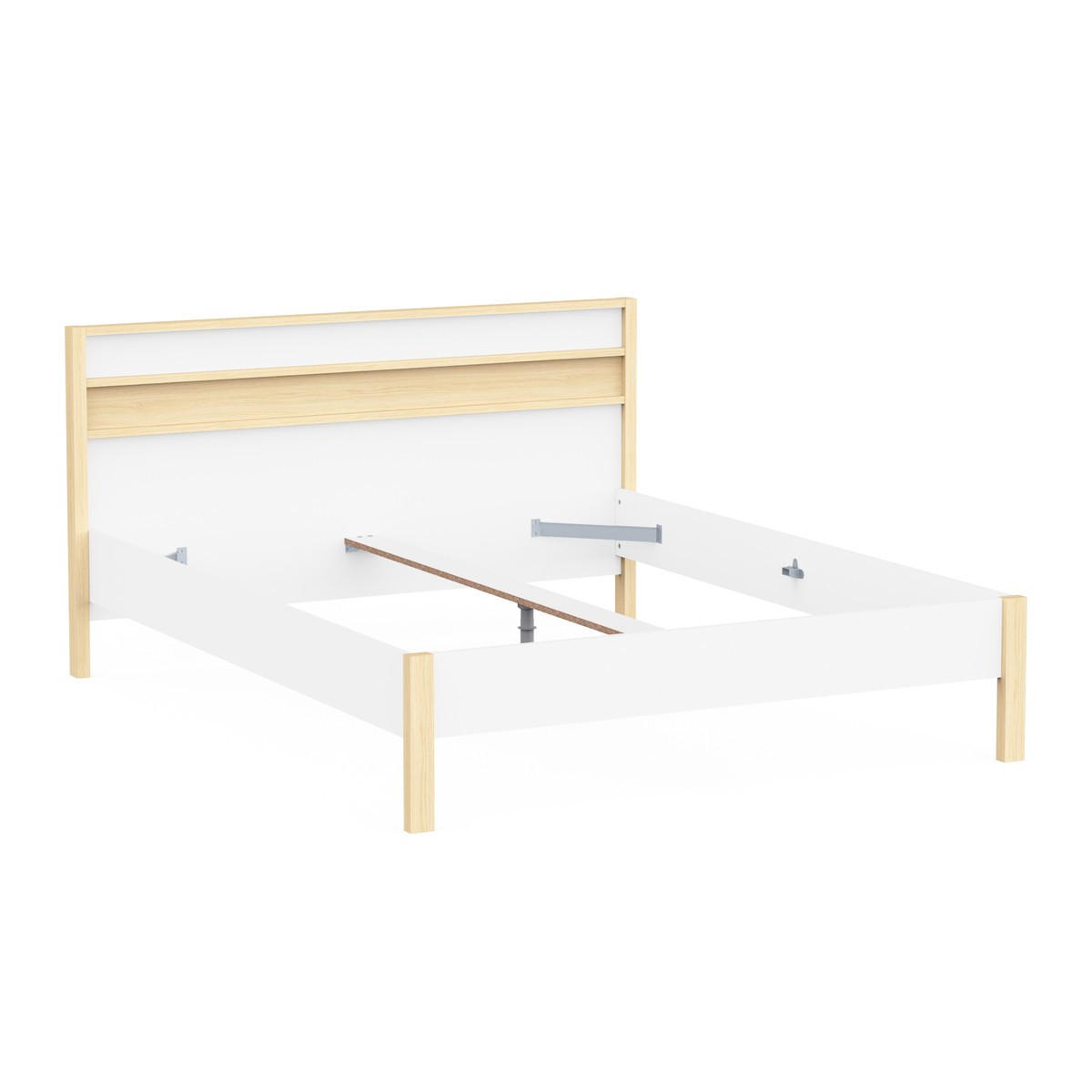 BETT in Weiß und Eiche Dekor 171,9/207,3/95 cm - Weiß, Holzwerkstoff (200/160cm) - Calicosy