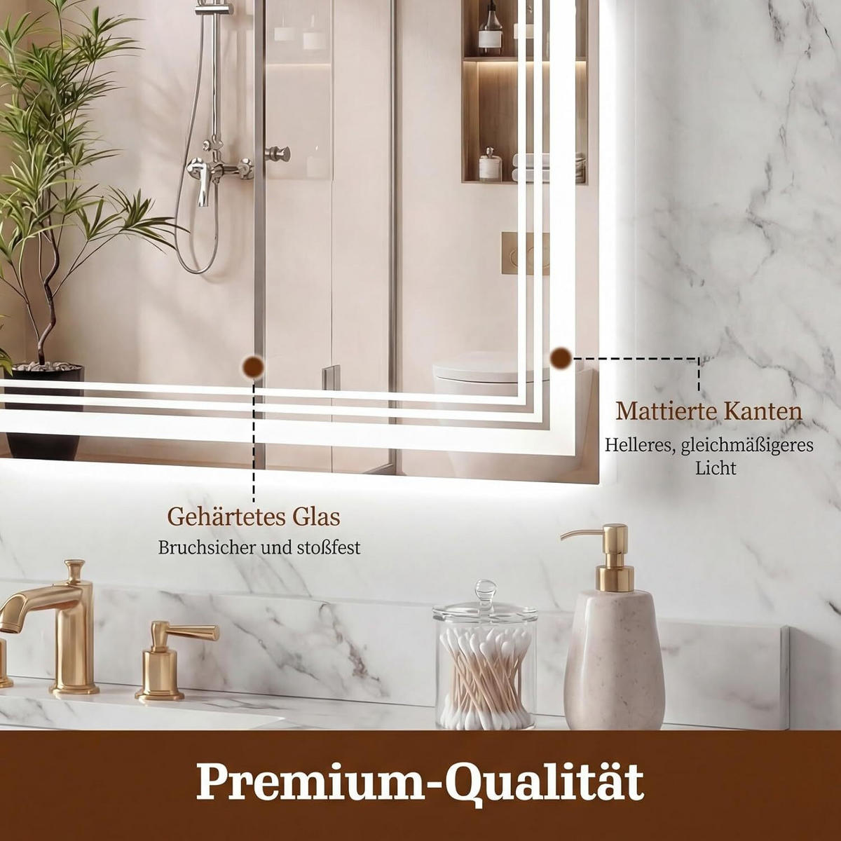BADEWASCHSPIEGEL Wandmontage silber - Silberfarben, Glas (50/70/3cm) - COSTWAY