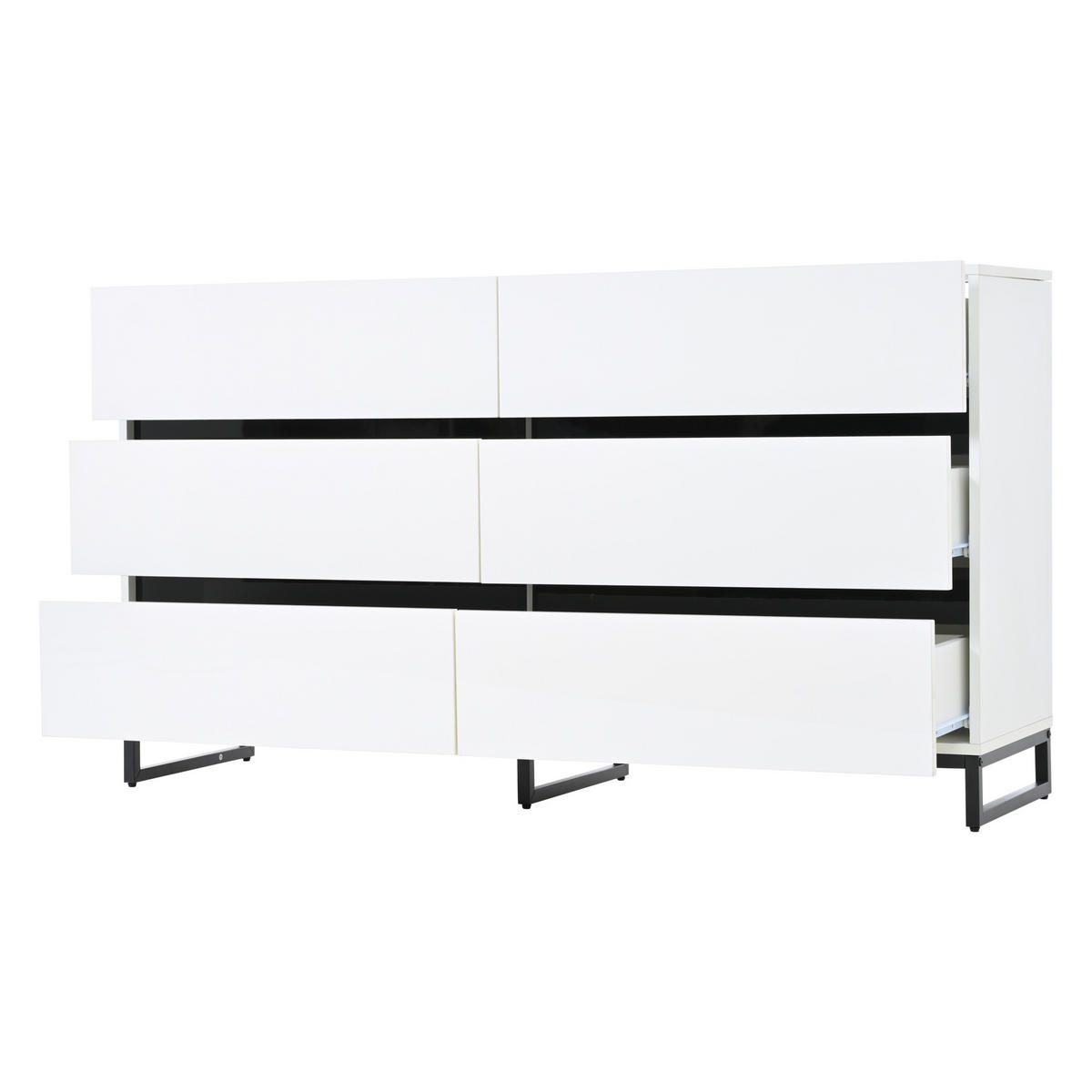 SIDEBOARD Weiß Schwarz 140/39,5/78,5 cm - Weiß, Holzwerkstoff (140/78.5/39.5cm) - PANGIVO