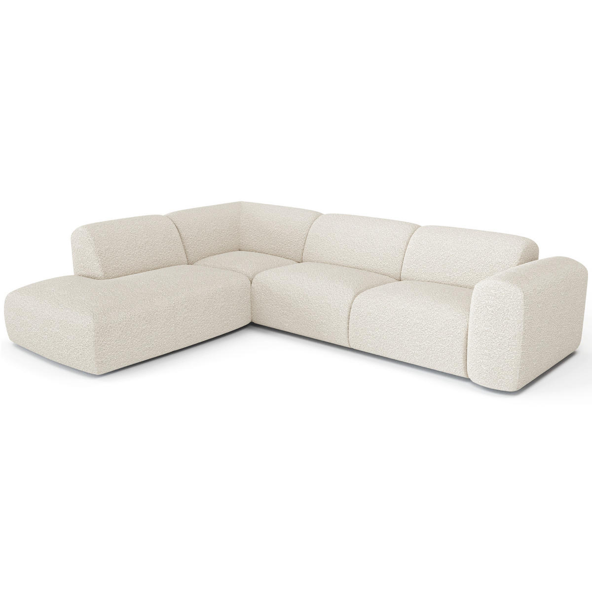 ECKSOFA LINKS Bouclé-Stoff Creme 269cm - Creme, Textil (221/269cm) - Sia Home