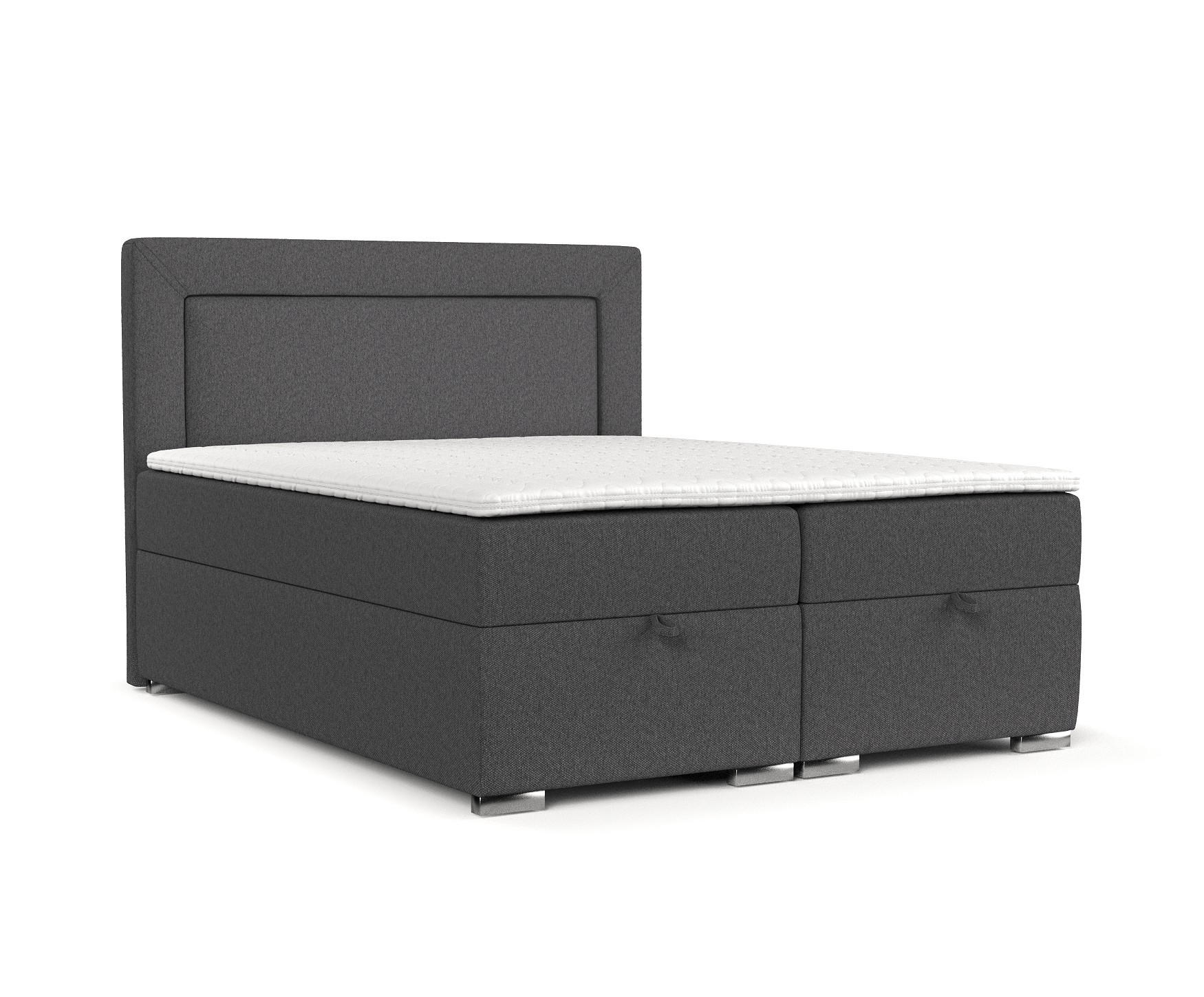 BOXBETT Lontano 120/200 cm Anthrazit im Megan Stoff - Chromfarben/Anthrazit, Holz/Holzwerkstoff (120/200cm) - AltaBeds