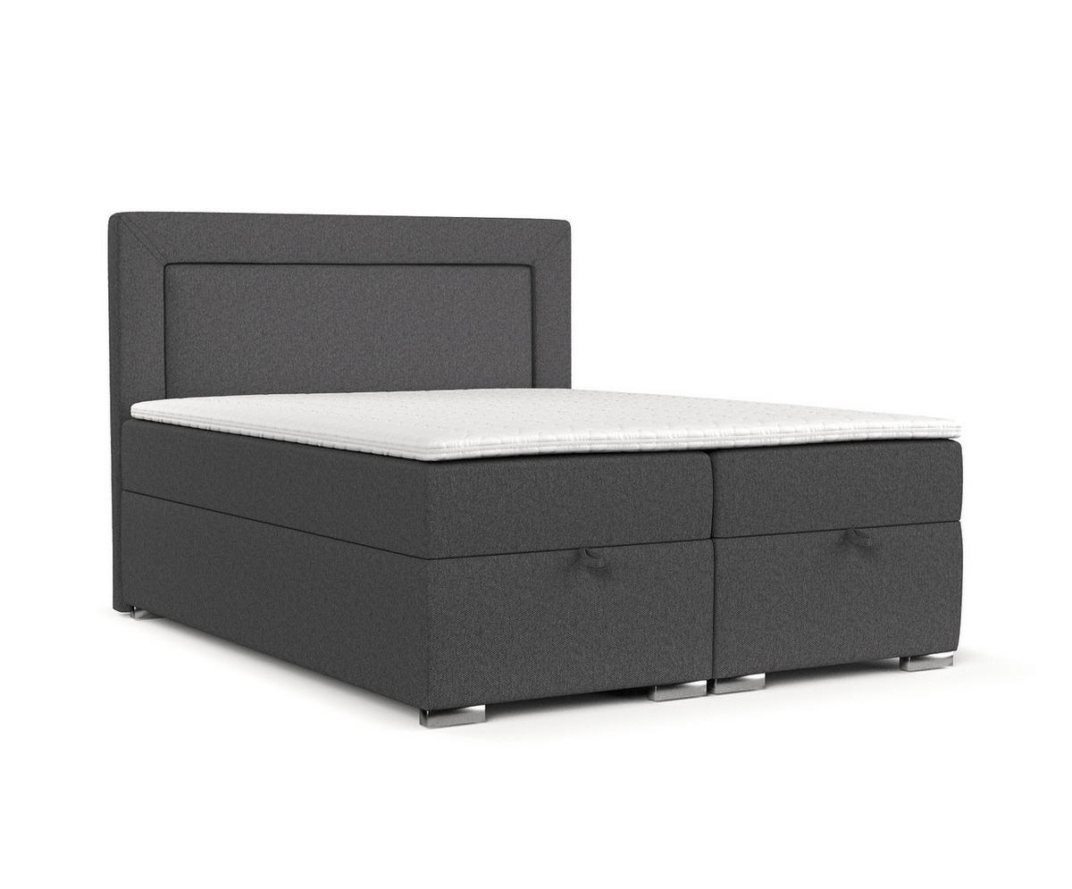 BOXBETT Lontano 120/200 cm Anthrazit im Megan Stoff - Chromfarben/Anthrazit, Holz/Holzwerkstoff (120/200cm) - AltaBeds