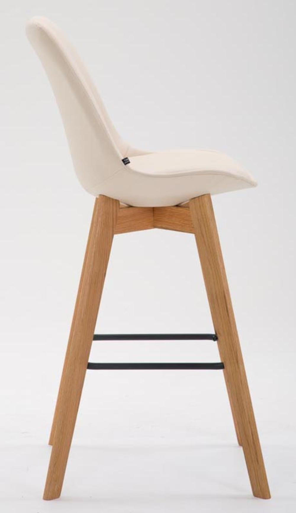 BARHOCKER 2er Set Lederlook creme - Eukalyptusholzfarben/Creme, Holz/Textil (48/112/56cm) - CLP