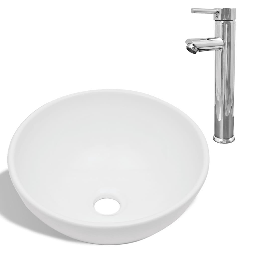 WASCHBECKEN mit Waschtischarmatur Lauterbach 32.5/32.5/14 cm - Weiß, Keramik (32.5/14/32.5cm) - Nettlife