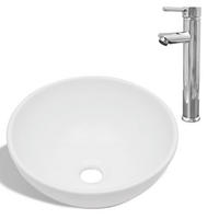 WASCHBECKEN mit Waschtischarmatur Lauterbach 32.5/32.5/14 cm - Weiß, Keramik (32.5/14/32.5cm) - Nettlife