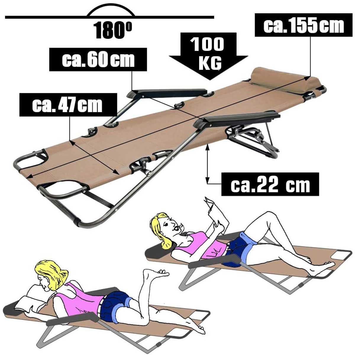 CAMPINGSTUHL, 153/70 cm, Beige - Beige, Kunststoff (60/82/153cm) - Amanka