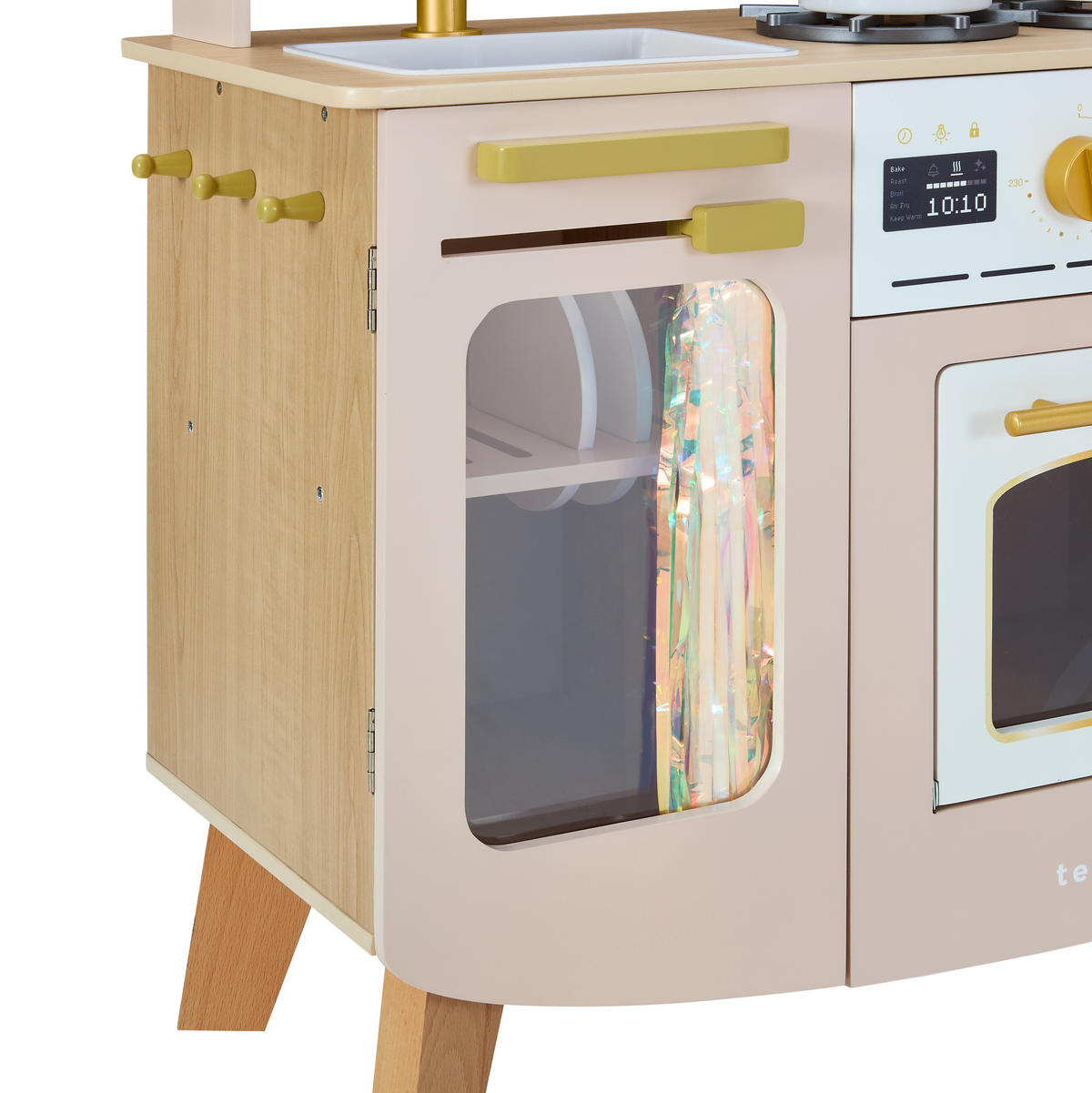 HOLZ-SPIELKÜCHE Mittelgroß mit Kaffeemaschine & Herd, Beige, 83cm - Beige, Holz (32/84/83cm) - Teamson Kids