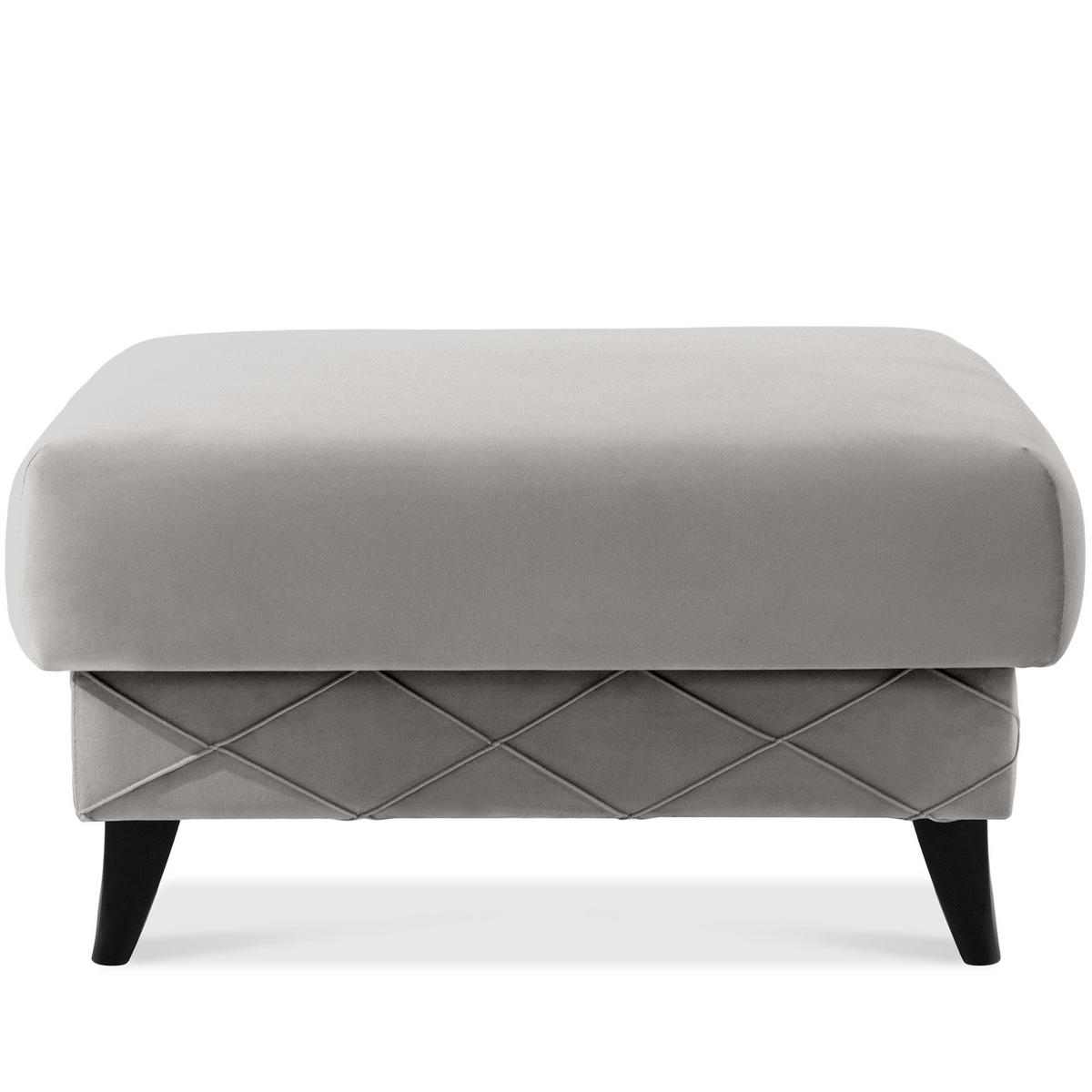 POUF GUSTAVO III Velours, Hellgrau - Hellgrau, Holz/Holzwerkstoff (92/49/92cm) - KONSIMO®