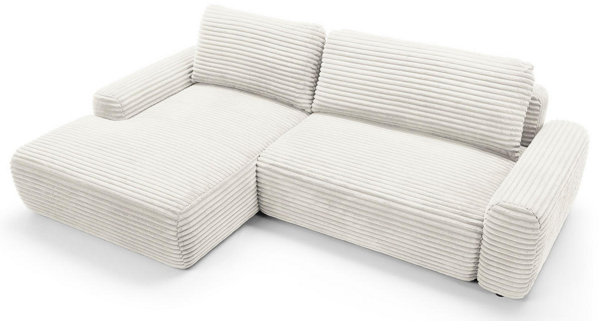 ECKSOFA 260 cm Cantara mit Cordstoff, Bettkasten, Links, Creme - Creme, Holz (264/162cm) - Emporius