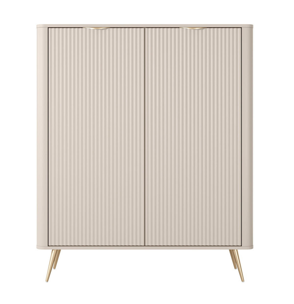 HIGHBOARD 113 Brando, 2 Türen, Beige - Beige/Goldfarben, Holz/Metall (113/134/38cm) - Emporius