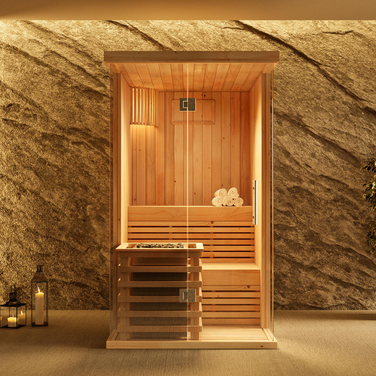 INNENSAUNA Innensauna Milla - Naturfarben, Holz (119/213/150cm) - FinnTherm
