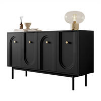 Sideboard LIBERTY 4D auf Holzbeinen schwarz - Schwarz, Holzwerkstoff (154/82/39cm) - Lookway