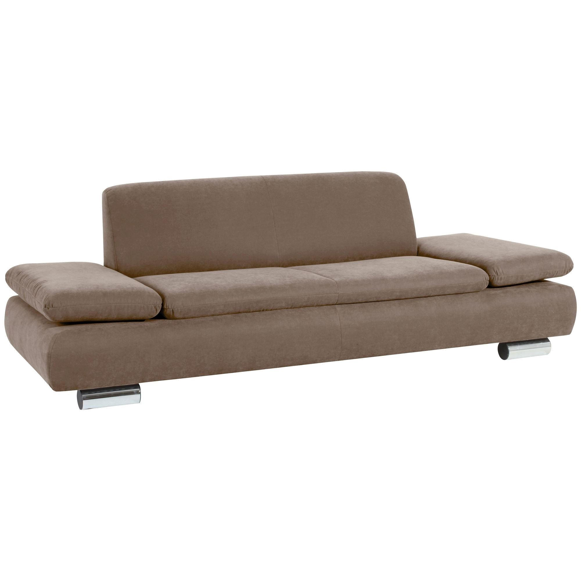 SOFA 2,5-Sitzer Kaye Bezug Veloursstoff Metallfuß verchromt / sahara - Gelb, Kunststoff (221/76/90cm) - 58aufmkessel