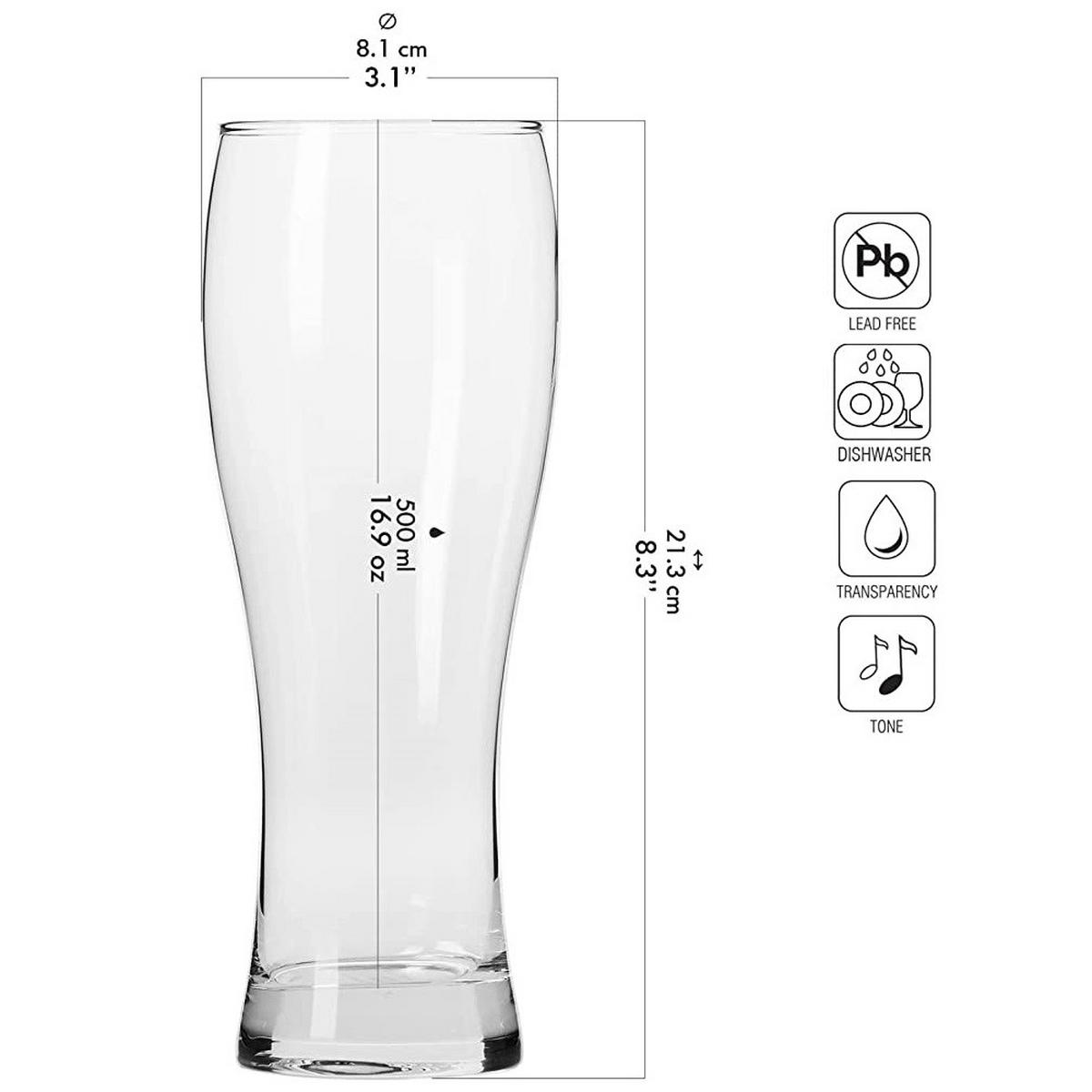 BIERGLÄSER, WEIZENGLÄSER, 6er-Set, 500 ml - Transparent, Glas (0.63L) - Krosno Glass