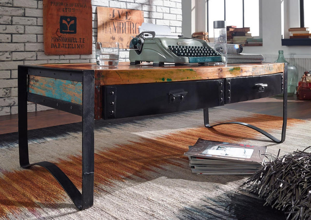 COUCHTISCH Altholz 120x60x45 mehrfarbig lackiert INDUSTRIAL #48 - Multicolor, Holz (120/60/45cm) - Massivmoebel24