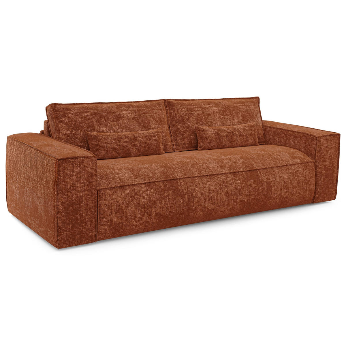 SCHLAFSOFA Express JUNE Geprägter Samt Terrakotta 236cm - Dunkelorange/Terracotta, Textil (236/80/100cm) - Premium Interiors