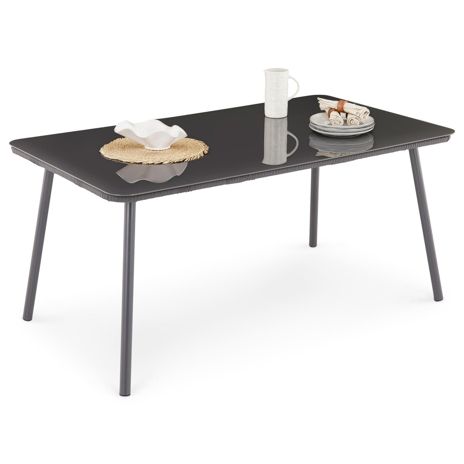 GARTENTISCH VOLONTE - Grau, Glas/Metall (90/160/75cm) - IDIMEX