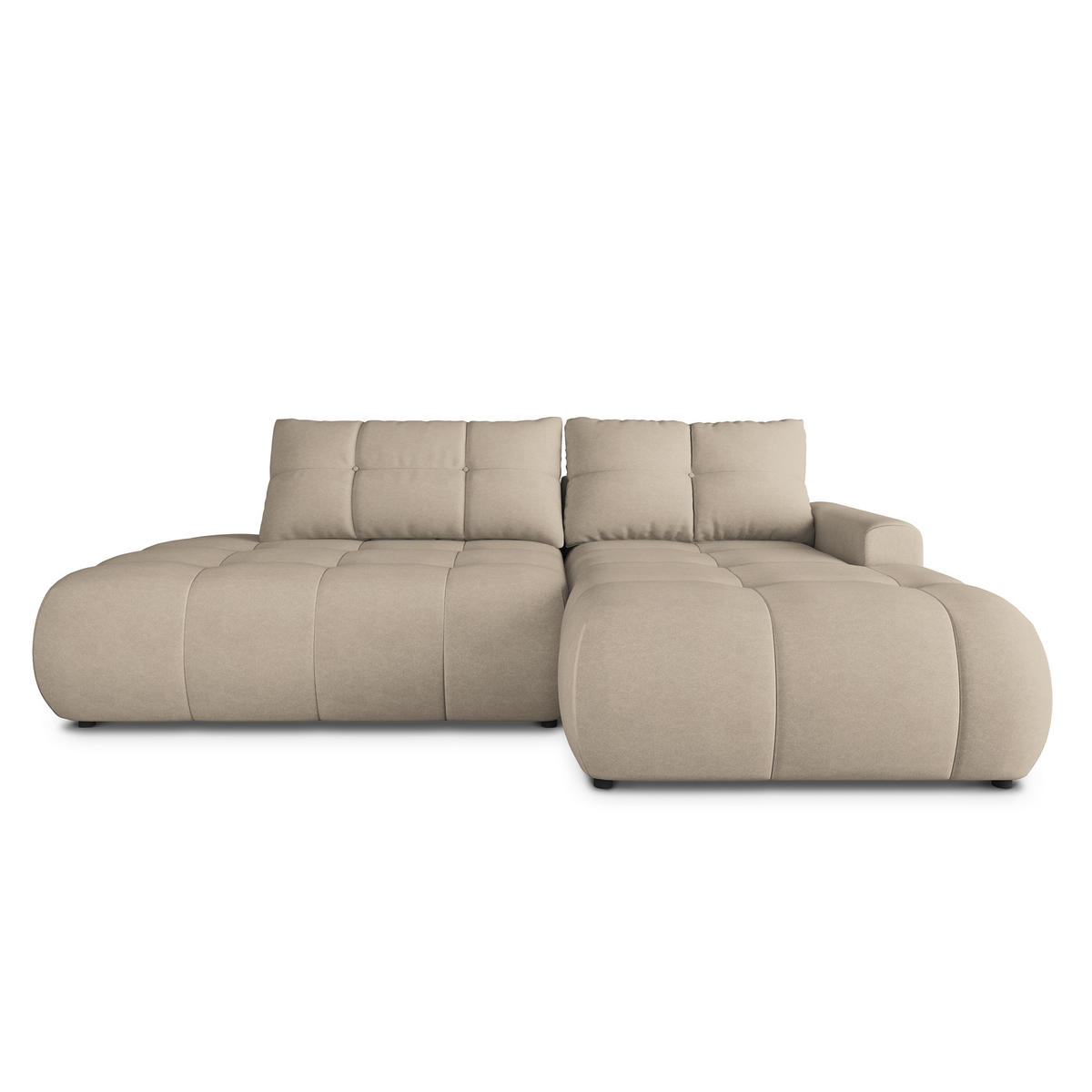 ECKSOFA FLUMA CL R-S Beige Samtstoff mit Schlaffunktion - Beige, Holzwerkstoff/Textil (279/158cm) - MASSENO