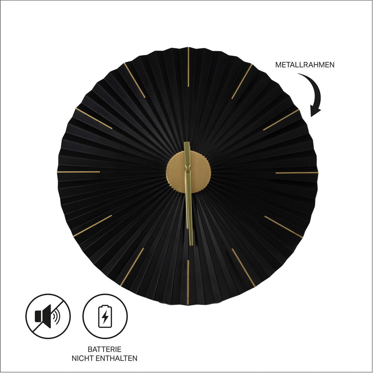 WANDUHR Origami 59x59cm - Goldfarben/Schwarz, Metall (59/1/59cm) - Art for the Home