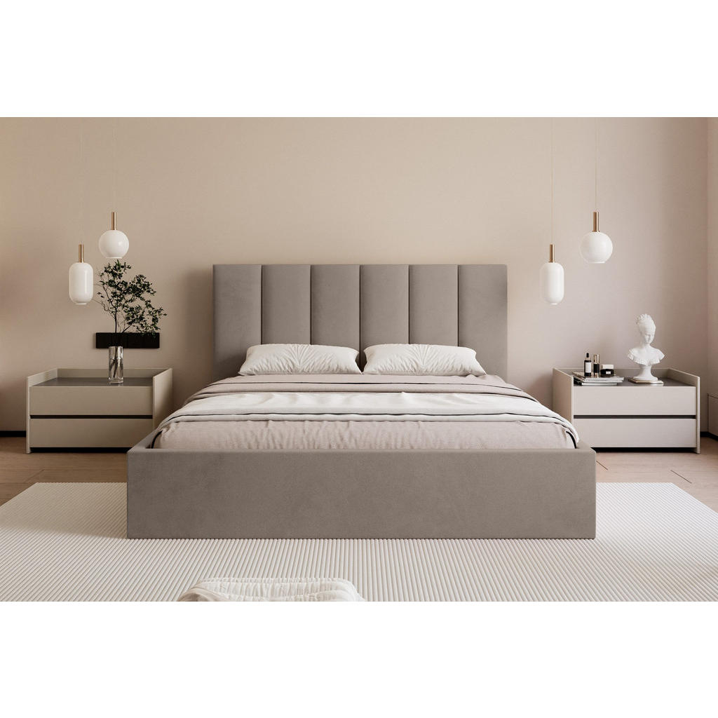 Thumbnail - Fedve Polsterbett, Taupe, Textil, 140x200 cm, Schlafzimmer, Betten, Polsterbetten