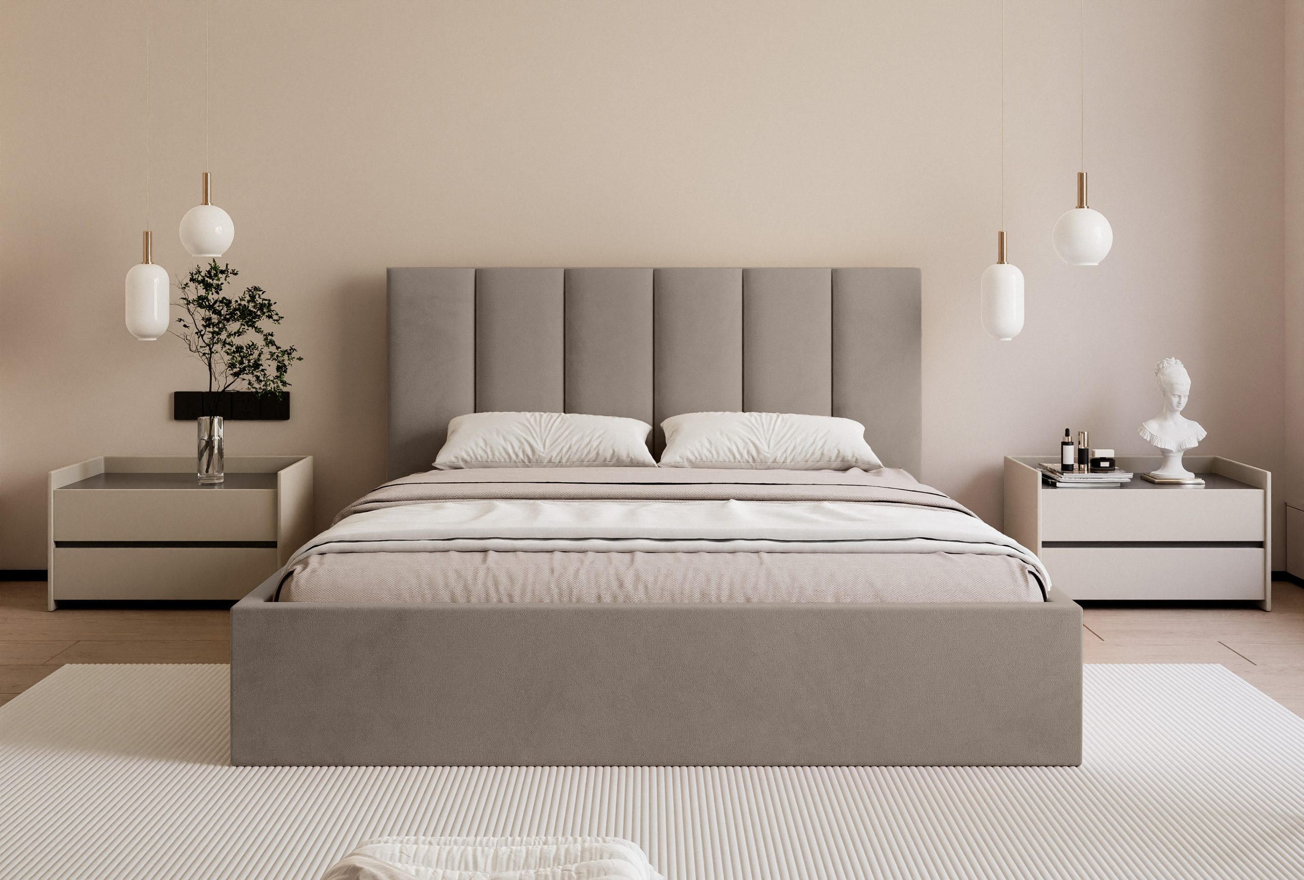 Thumbnail - Fedve Polsterbett, Taupe, Textil, 160x200 cm, Schlafzimmer, Betten, Polsterbetten