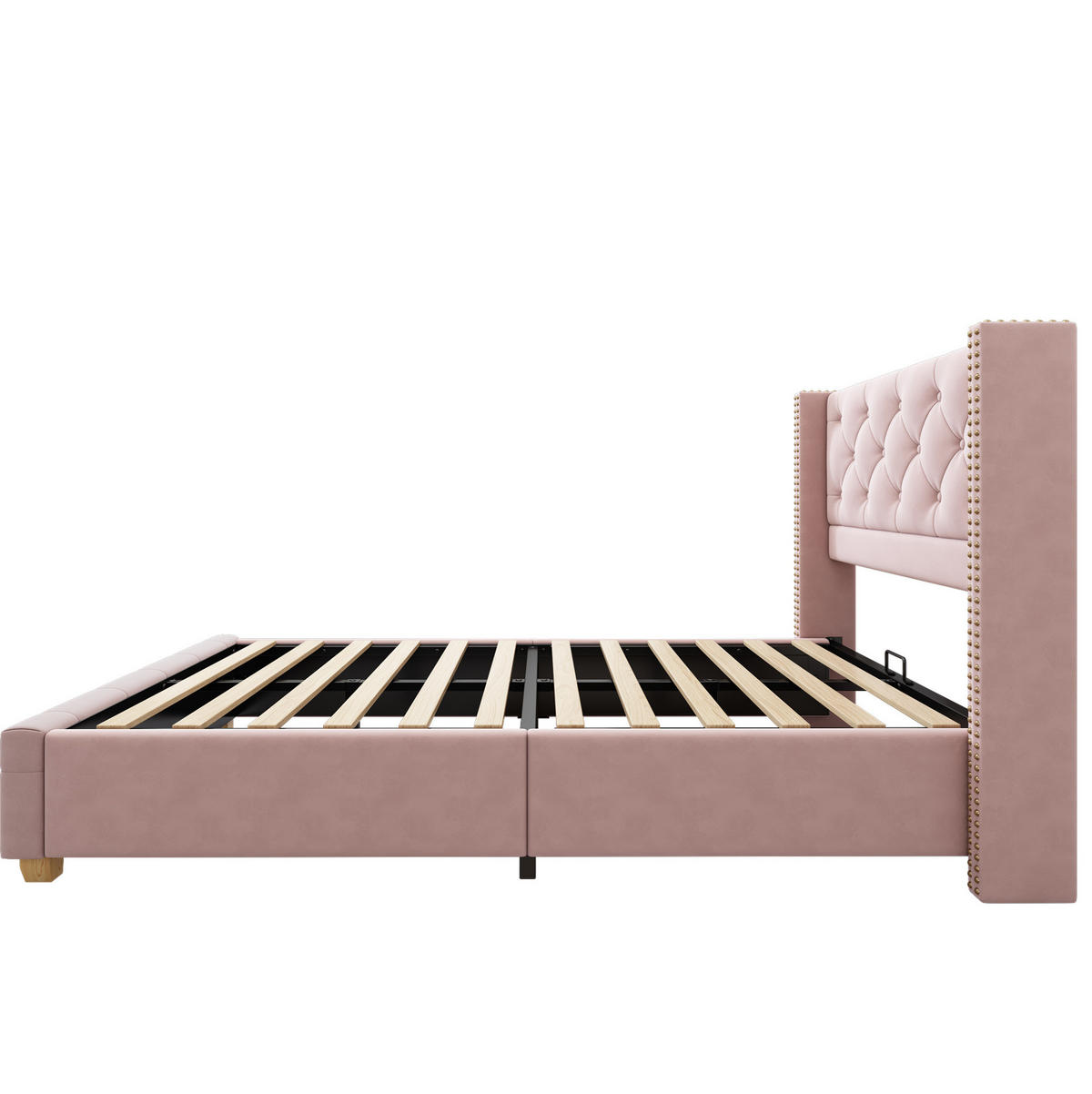 ČALOUNĚNÁ postel 90/200 cm růžová ze sametu s roštem a tuftovaným čelem - růžová, textil (90/200cm) - OKWISH
