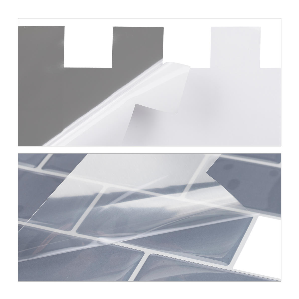 10xFLIESENAUFKLEBER - Grau, Papier/Kunststoff (30.5/30.5/0.1cm) - Relaxdays